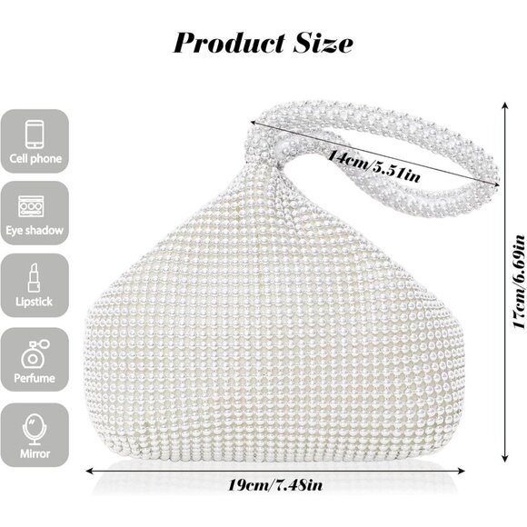 🆕Women Silver Polyester Beaded Triangle Clutch Bag Vintage Elegant Purse Prom - Picture 5 of 7